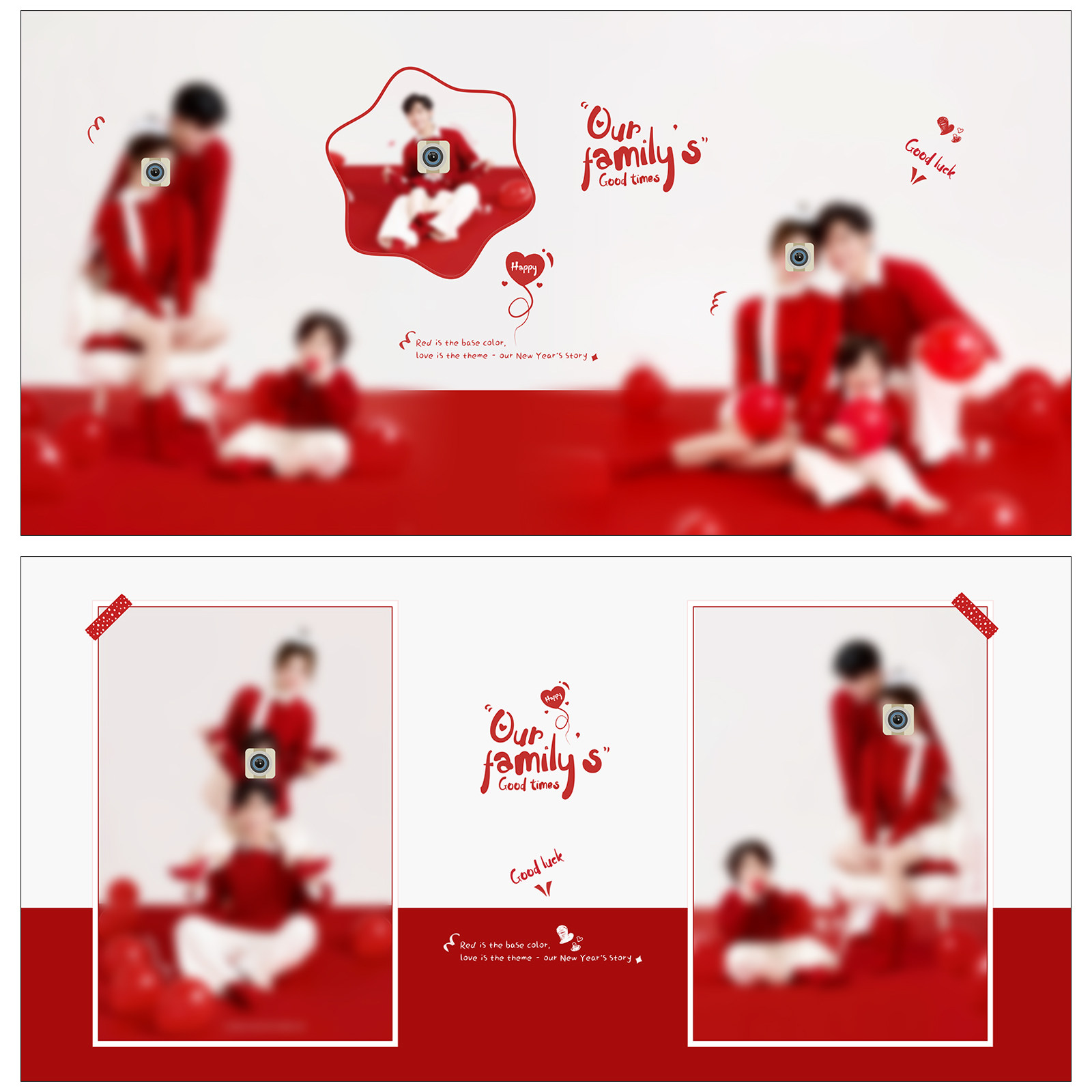 Q134红毛衣亲子相册模板PSD喜庆红色全家福新年摄影照N8设计素材,淘宝优惠券,粉丝福利购,淘宝优惠卷