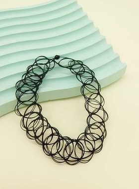 ins时尚黑色仿蕾丝女宽弹力项链