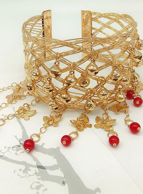 臂钏敦煌手臂配饰汉服古风飞天复古铃铛流苏蝴蝶宽沈漓同款臂环女