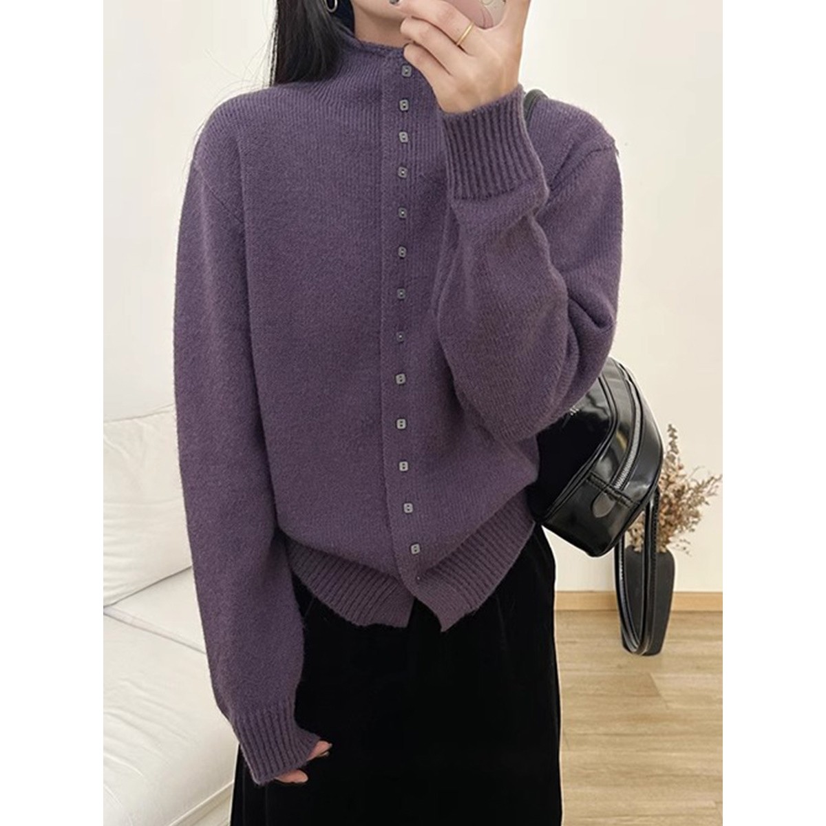 香港潮牌厂家直销高领针织衫女25年新款韩系慵懒风内搭宽松休闲显,淘宝优惠券,粉丝福利购,淘宝优惠卷