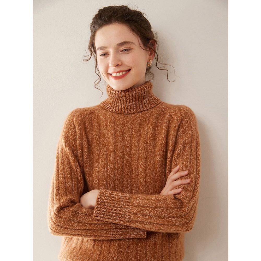 香港潮牌2025秋冬新款山羊绒衫女三股花纱高领加厚宽松针织打底保,淘宝优惠券,粉丝福利购,淘宝优惠卷