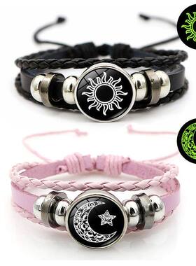 日月恋人二人闺蜜手链可夜光创意百搭高颜值手环送男女情侣款礼物