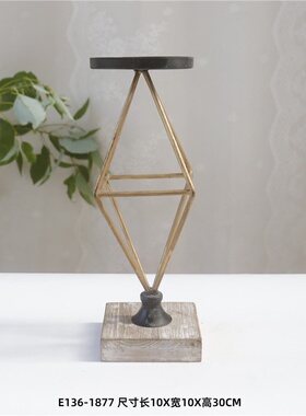 美式做旧铁艺壁挂花插烛台收纳筐