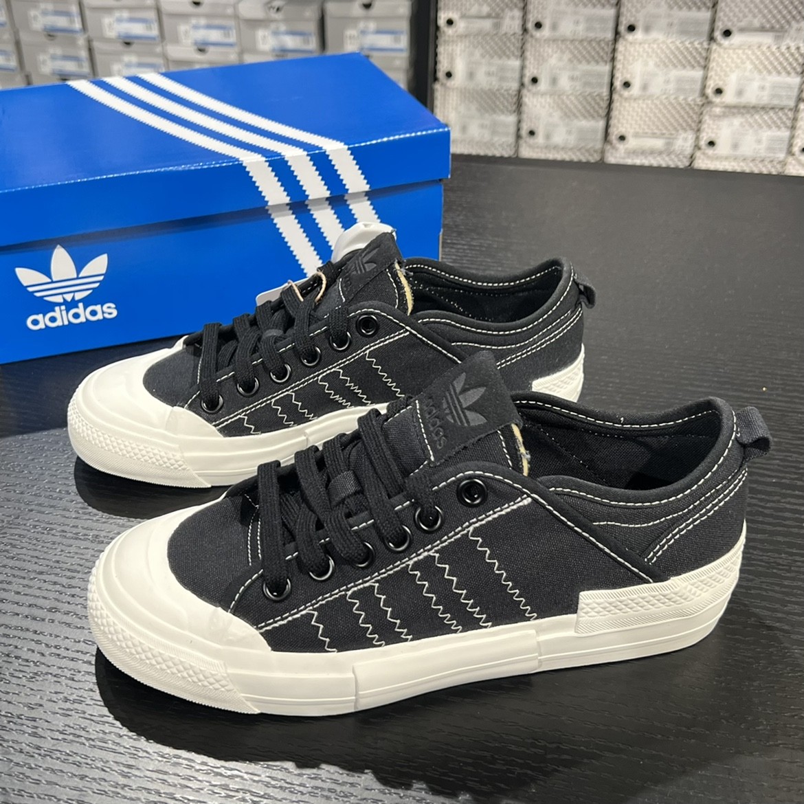 Adidas三叶草NIZZA MFX男女低帮解构风运动休闲系带帆布鞋GX8544 - 图0