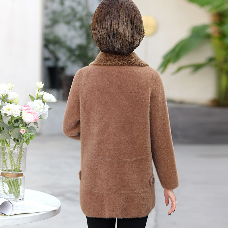 五十岁妈妈秋装洋气仿水貂绒外套 淑音中老年女装