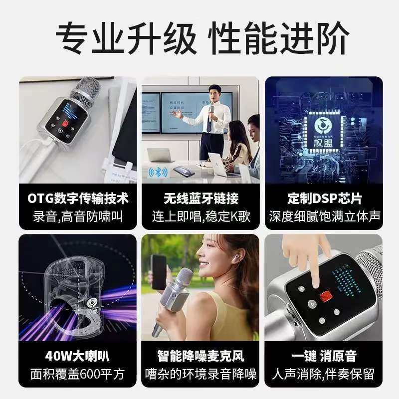 权盟 R2炫声麦话筒音响一体机内置声卡无线蓝牙k歌录歌直播神器