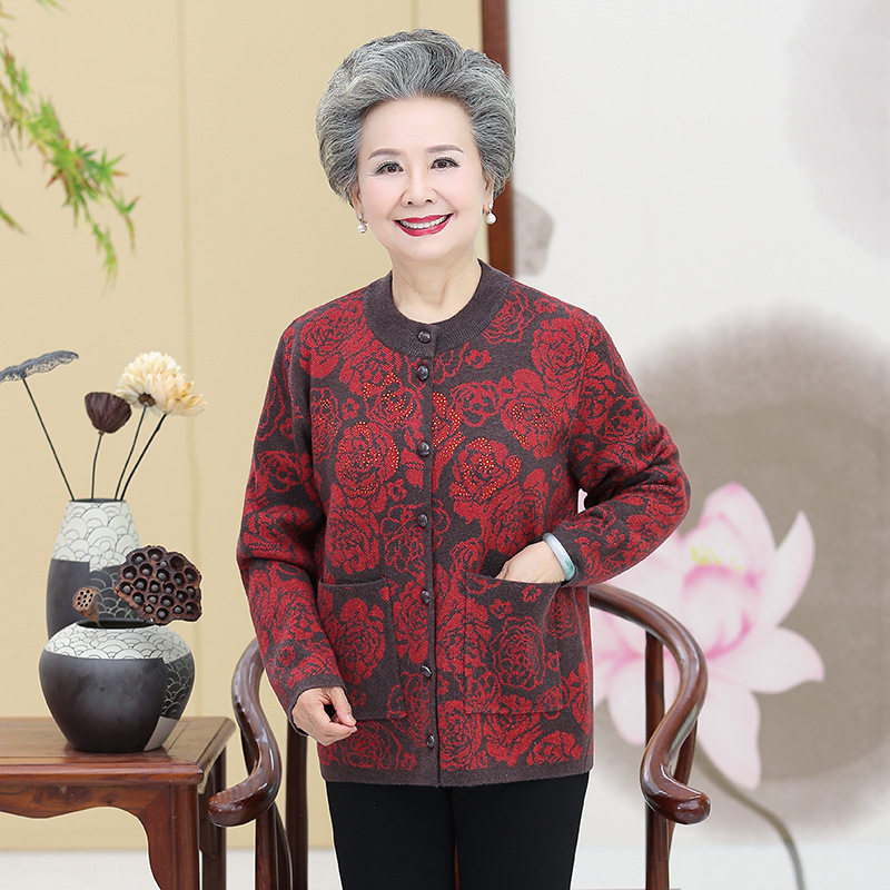 恒源祥老年人加绒加厚款羊毛衣女妈妈太太春装开衫70岁80奶奶春秋,淘宝优惠券,粉丝福利购,淘宝优惠卷