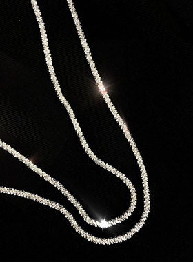 s925素链波光粼粼纯银白银菜花