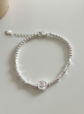 郁金香手链925纯银不规则碎银子原创手工设计手环2023年新小众女