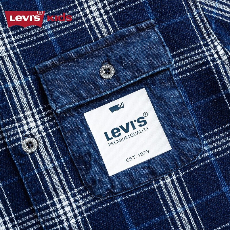 Levi's李维斯童装格子衬衫23秋季新品经典格纹立领外套薄款上衣潮 - 图2