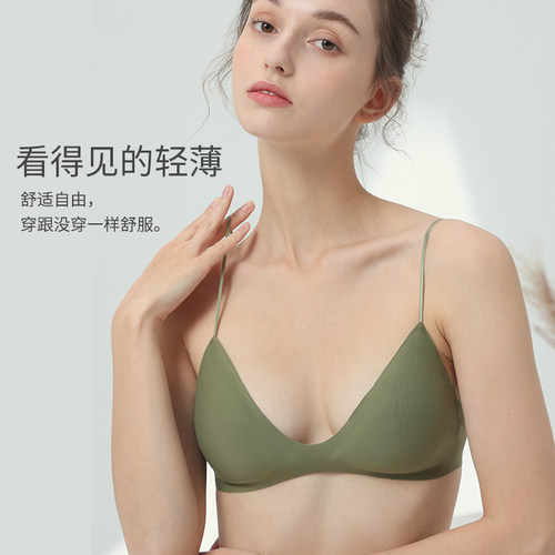 夏季内衣女无钢圈薄款法式小胸专用文胸聚拢少女不空杯三角杯抹胸 - 图2