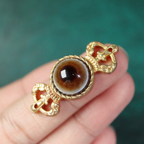 Hidden inlaid natural with eye agate with eye agate pestle pendant pendant national wind pure bronze Zakchiram Property accessories