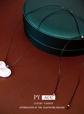 爱心可调节吊坠项链韩国时尚百搭毛衣链小众简约高级感饰品女