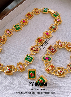 中古vintage银针镶钻滴油耳环复古重工耳钉轻奢高级感耳饰女