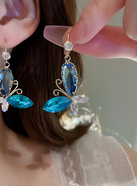 镶锆石珍珠蝴蝶几何耳环欧美夸张高级感耳钉时尚气质轻奢耳饰