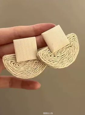 复古银针圆形珍珠吊坠耳环度假风时尚百搭耳钉设计感小众耳饰