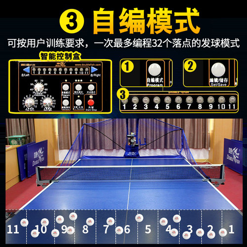 双鱼E8自动发球机乒乓球家用专业训练器兵乓球发球机落地式发球器 - 图2