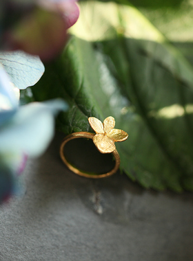 纽约艺术手作限量款银镀金戒指