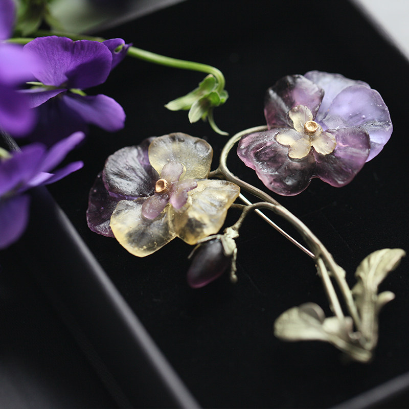 Michael Michaud三色堇双花胸针胸花小众设计送老师实用礼物,淘宝优惠券,粉丝福利购,淘宝优惠卷