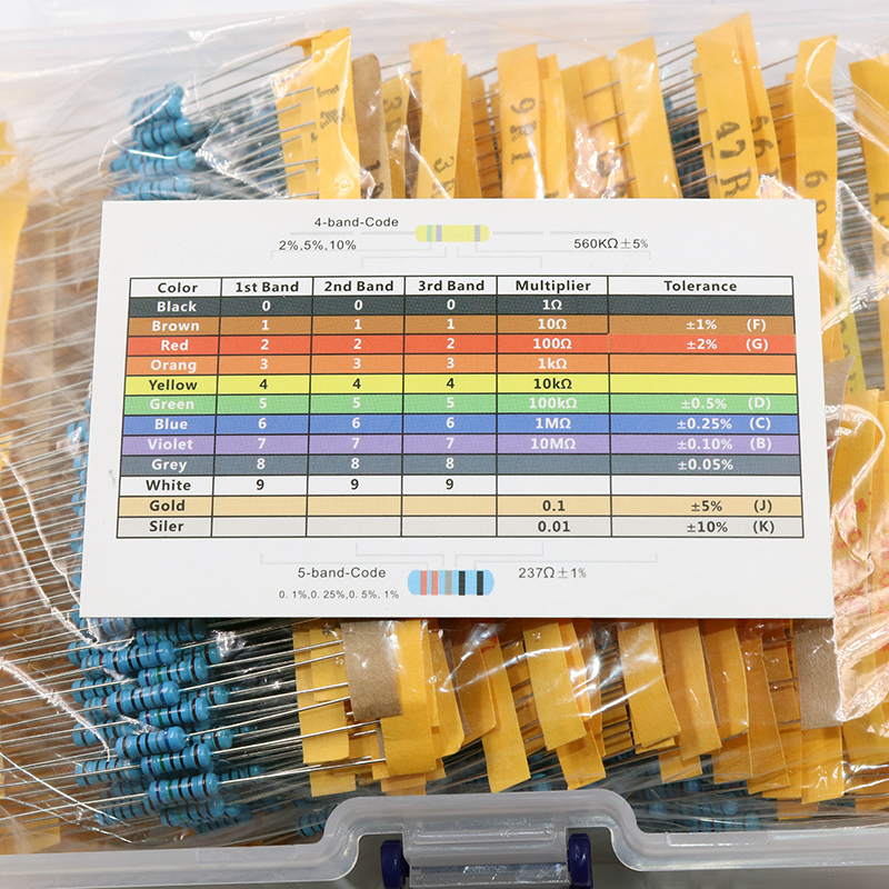 盒装1/2W金属膜电阻包精度1%五色环0.5W电阻套装全系列阻值130种