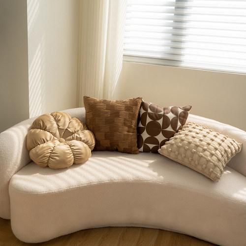 法式抱枕侘寂风高级靠枕现代简约客厅norwe棕色组合床头沙发意式 - 图0