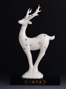 中式风陶瓷动物隔断电视柜装饰品