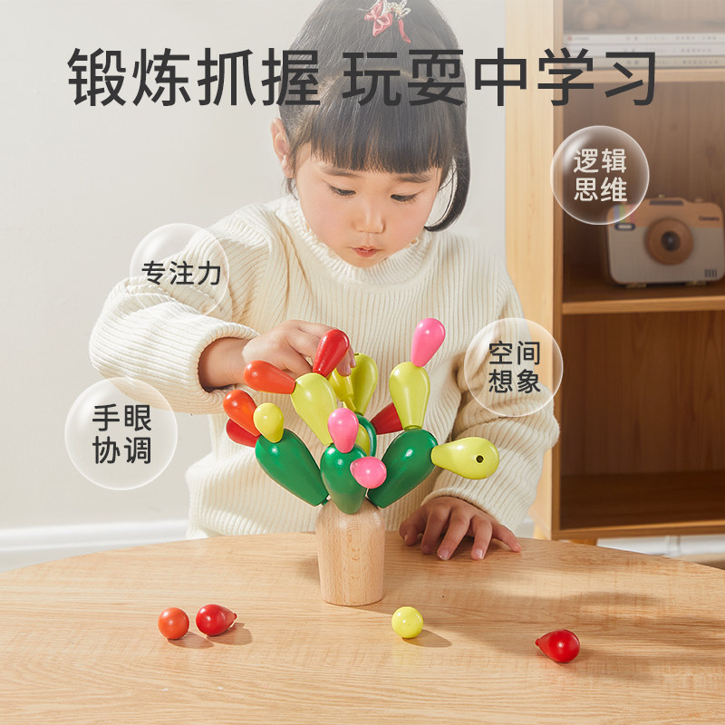 仙人掌仙人球拼插蒙氏早教益智积木 乐乐鱼建构/拼插积木