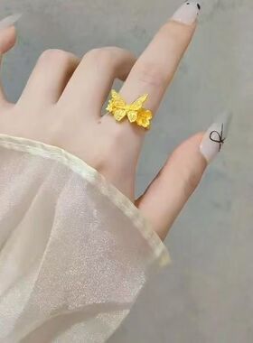 花丝缠绕蝴蝶古法色轻奢戒指