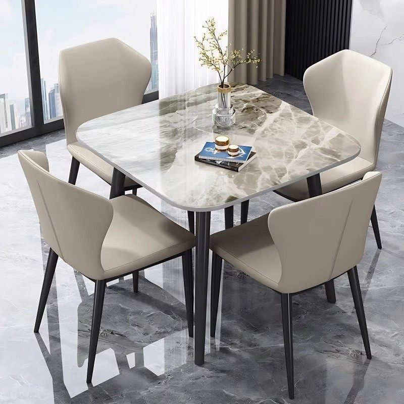 餐桌现代简约家用小户型桌椅组合轻奢餐厅正方形岩板饭桌,淘宝优惠券,粉丝福利购,淘宝优惠卷