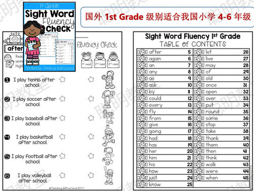 国外小学sight words高频词连线阅读理解fluency check worksheet - 图2