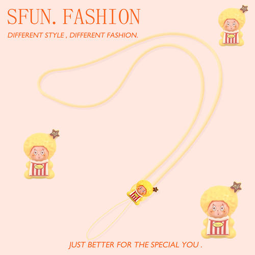 星星人手机挂脖硅胶长挂绳耳机挂件钥匙u盘ccd相机链饰可爱工牌带 - 图1