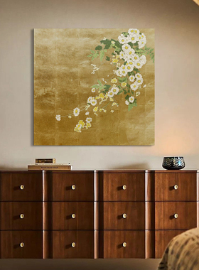 向阳而生中古风金箔纯手绘挂画