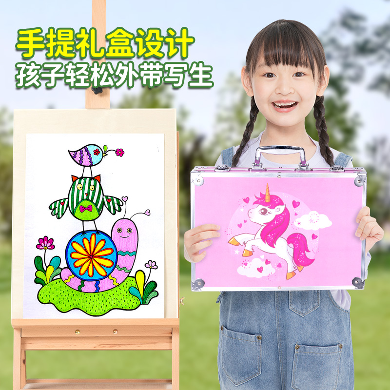 新款24色水彩笔儿童绘画工具套装礼盒小学生女孩画画涂色幼儿园可-图0