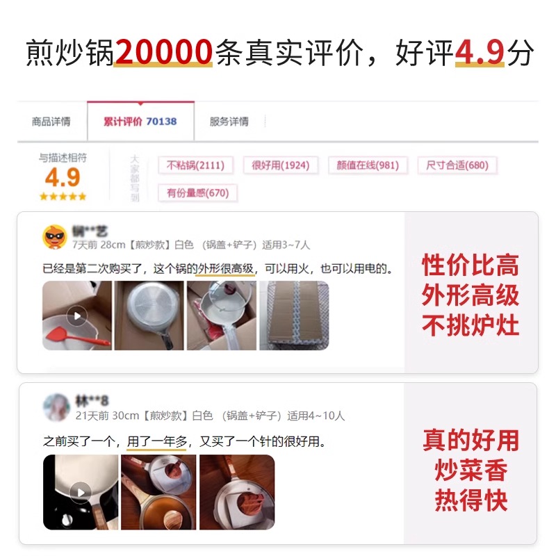 麦饭石不粘锅平底锅家用煎锅电磁炉专用炒锅炸锅炒菜锅煤气燃气灶-图1