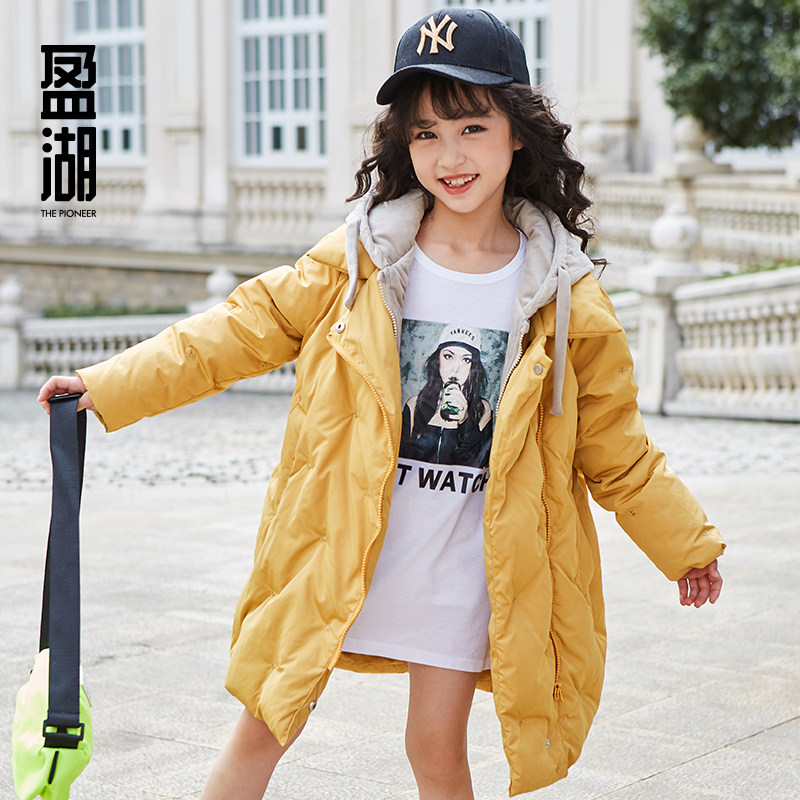 盈湖儿童洋气反季假两件加厚羽绒服 盈湖童装羽绒服