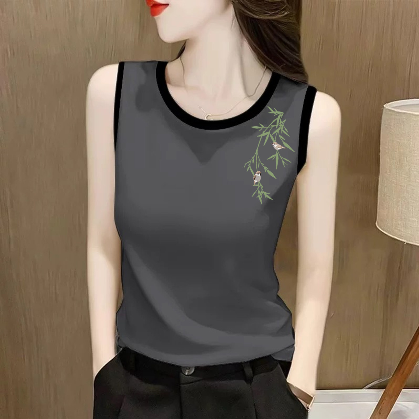 反季清仓~时尚撞色纯棉内搭打底衫女背心宽松外穿无袖T恤百搭上衣,淘宝优惠券,粉丝福利购,淘宝优惠卷