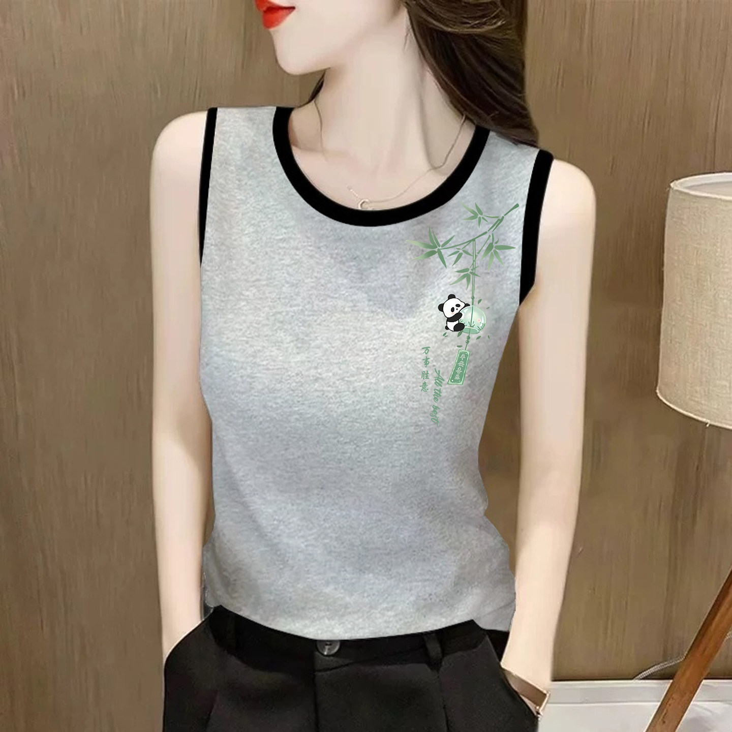 反季清仓~时尚撞色纯棉内搭打底衫女背心宽松外穿无袖T恤百搭上衣,淘宝优惠券,粉丝福利购,淘宝优惠卷