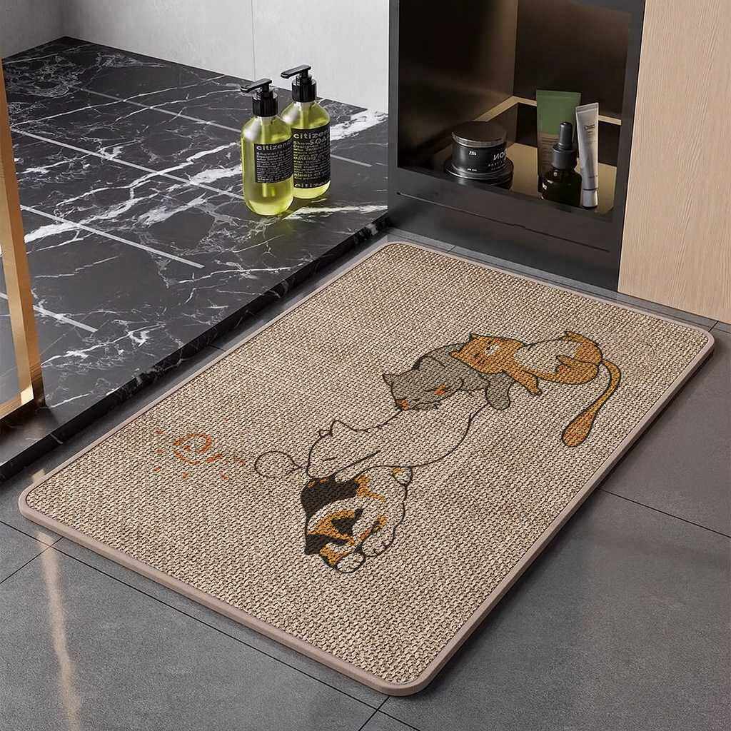 浴室吸水垫仿亚麻编织面橡胶底防滑脚垫加厚速干吸水地垫入户门垫,淘宝优惠券,粉丝福利购,淘宝优惠卷