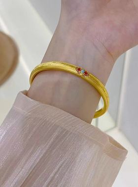 古法宫廷珐琅金色手镯国风吉祥纹镯子婚嫁送礼物送女友高级感女