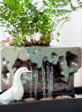 招财流水鱼池造景瀑布喷泉假山