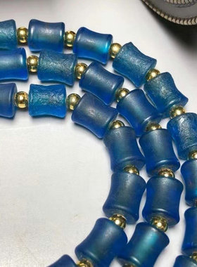 老琉璃毛衣链女款冰透竹节项链