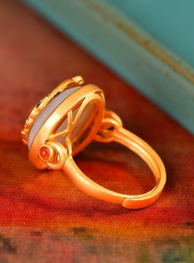 天然和田玉戒指女款玉石指环活口