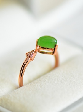 天然和田玉碧玉爱心戒指