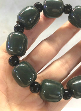 新疆和田玉青玉老型珠复古男女款