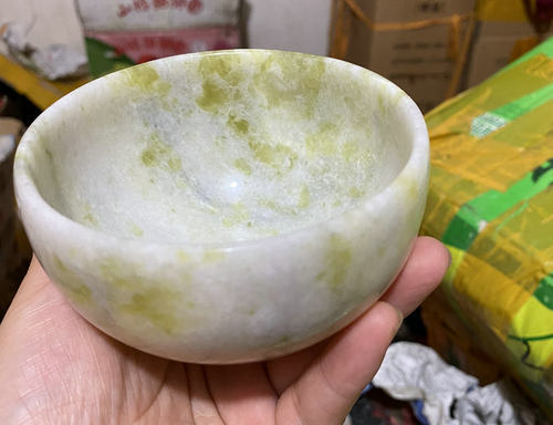 天然养生餐具陕西蓝田玉玉碗保健活磁茶碗米饭汤碗摆件 送礼佳品 - 图1