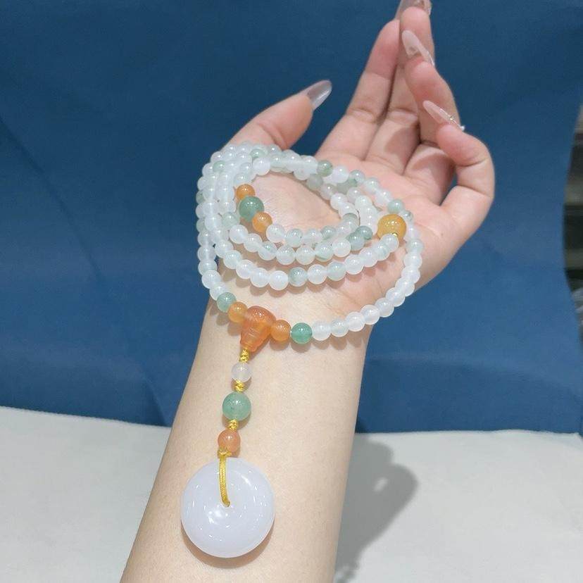 天然原矿新疆玉石天山翠平安扣项链毛衣链金丝玉项坠男女同款,淘宝优惠券,粉丝福利购,淘宝优惠卷