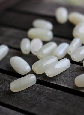 diy籽料青白玉随形散珠