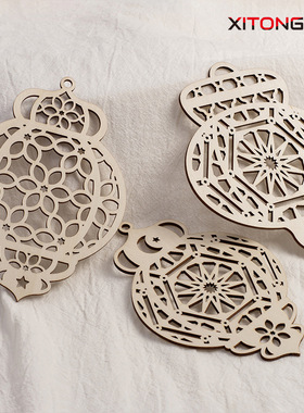 新款木质工艺品挂件饰创意家居装饰 DIY小挂件派对节日桌面装饰件