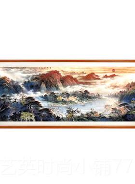 正品宝地生金画山聚宝盆办公室厅背客有靠山高端招财水挂画鸿运当