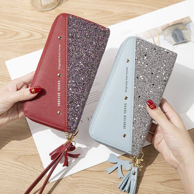 女长款2020新款拉链大容量手机包 金旋律钱包